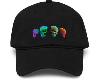 Rainbow Skull Baseball Cap | Gothic Aesthetic Hat | Alt Fashion Cap