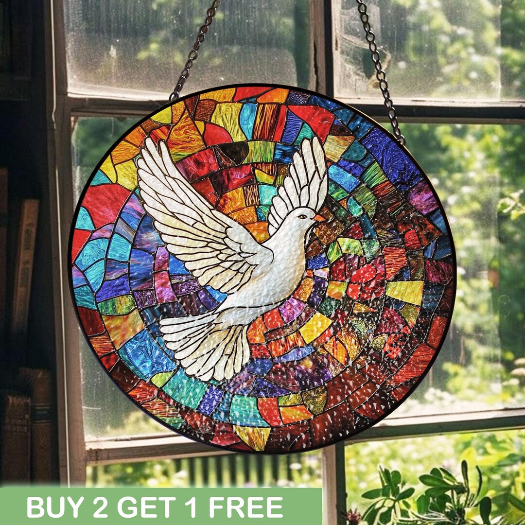 Holy Spirit Dove Stained Glass Suncatcher, Religious Peace Decor ...