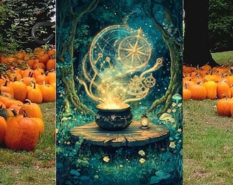 Dark Fantasy Woodland Garden Flag, Mystic Sorcerer Yard Banner, Ethereal Midnight Outdoor Decor, Starry Wilderness Lawn Sign, Eco Gift