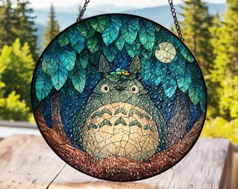 Nature Spirit Stained Glass Suncatcher, Fantasy Creature Window Hanging, Cozy Home Decor, Unique Gift, Whimsical Forest Spirit, T.o.toro.