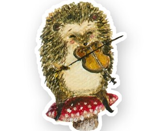 Hedgehog Vinyl Sticker / artwork by Jahna Vashti