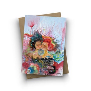 Carta singola/BFF Interno vuoto, formato A6, busta inclusa, opera d’arte di Jahna Vashti