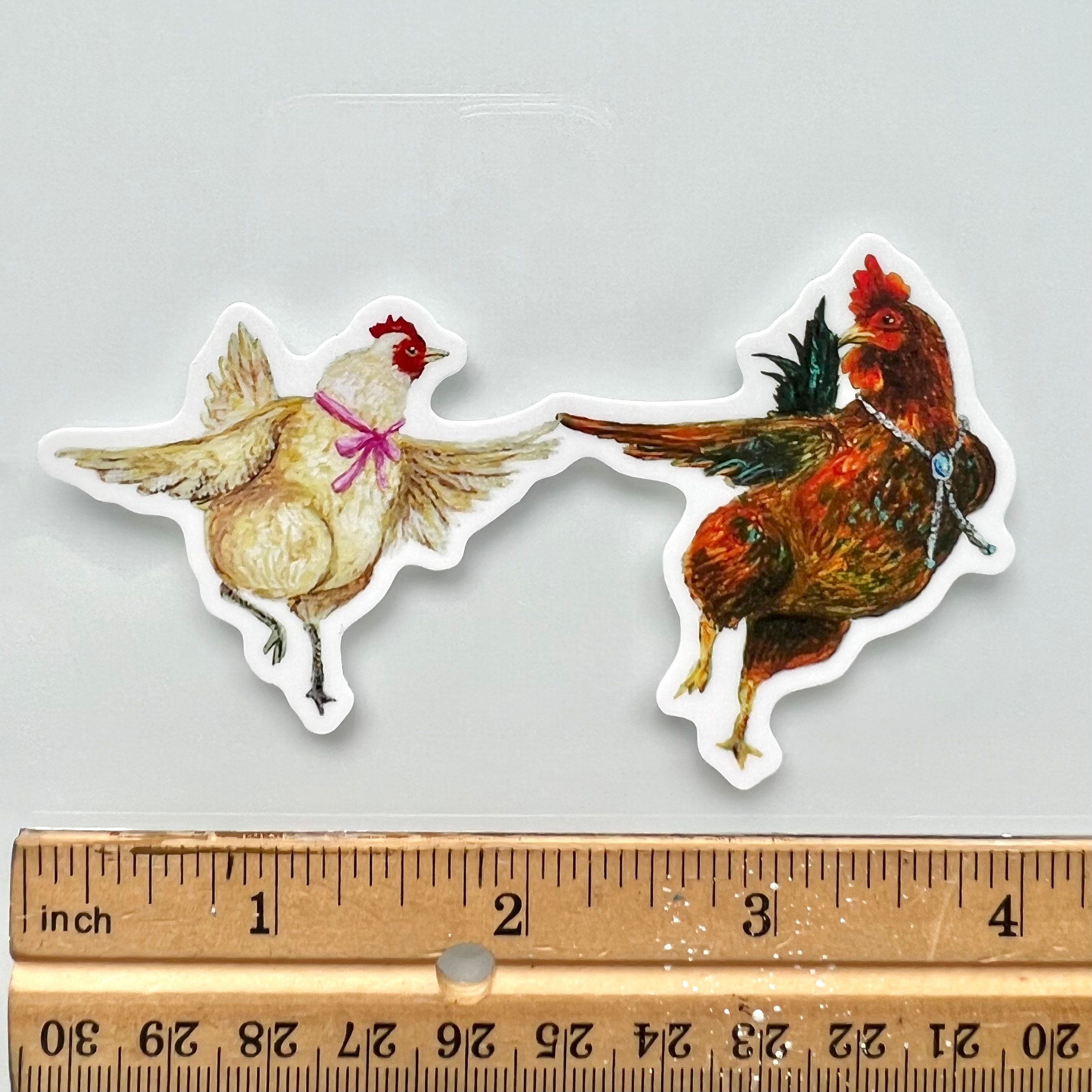 Dancing Hen & Rooster Vinyl Sticker / Artwork by Jahna Vashti - Etsy