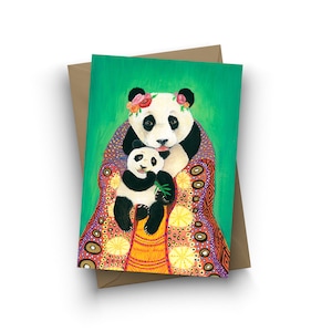 Biglietto singolo, incoronazione di Ling Ling, interno vuoto, formato A6, busta inclusa, opera d’arte di Jahna Vashti