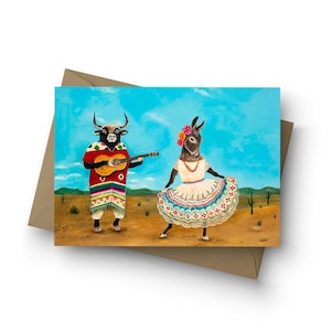 Carte unique / La Serenata de la Burra / intérieur vierge / format A6 / enveloppe incluse / oeuvre de Jahna Vashti
