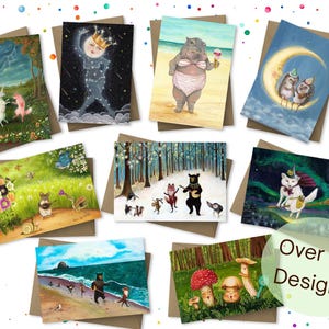 Wähle Dein eigenes Kartenset – 4, 6 oder 12 süße, wunderliche Tier Grußkarten von Jahna Vashti