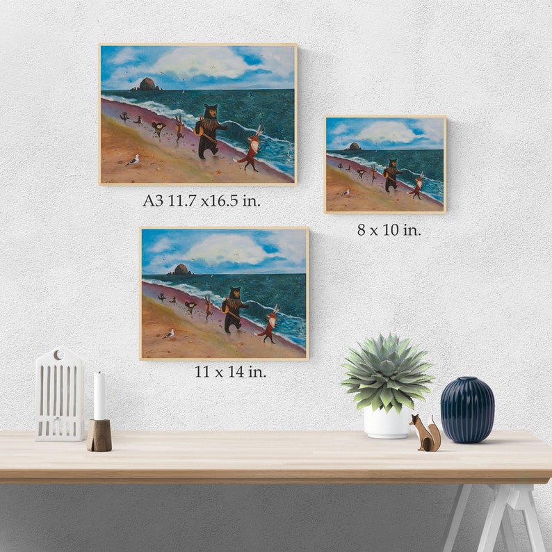 Beach Day Print, Oregon coast, beach house decor, Cannon Beach, Haystack Rock, portland, wall art, nursery decor, kids room, by Jahna Vashti image 2