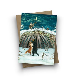 Cartão Único / Encantamento de Natal / em branco por dentro / tamanho A6 / envelope incluído / arte de Jahna Vashti
