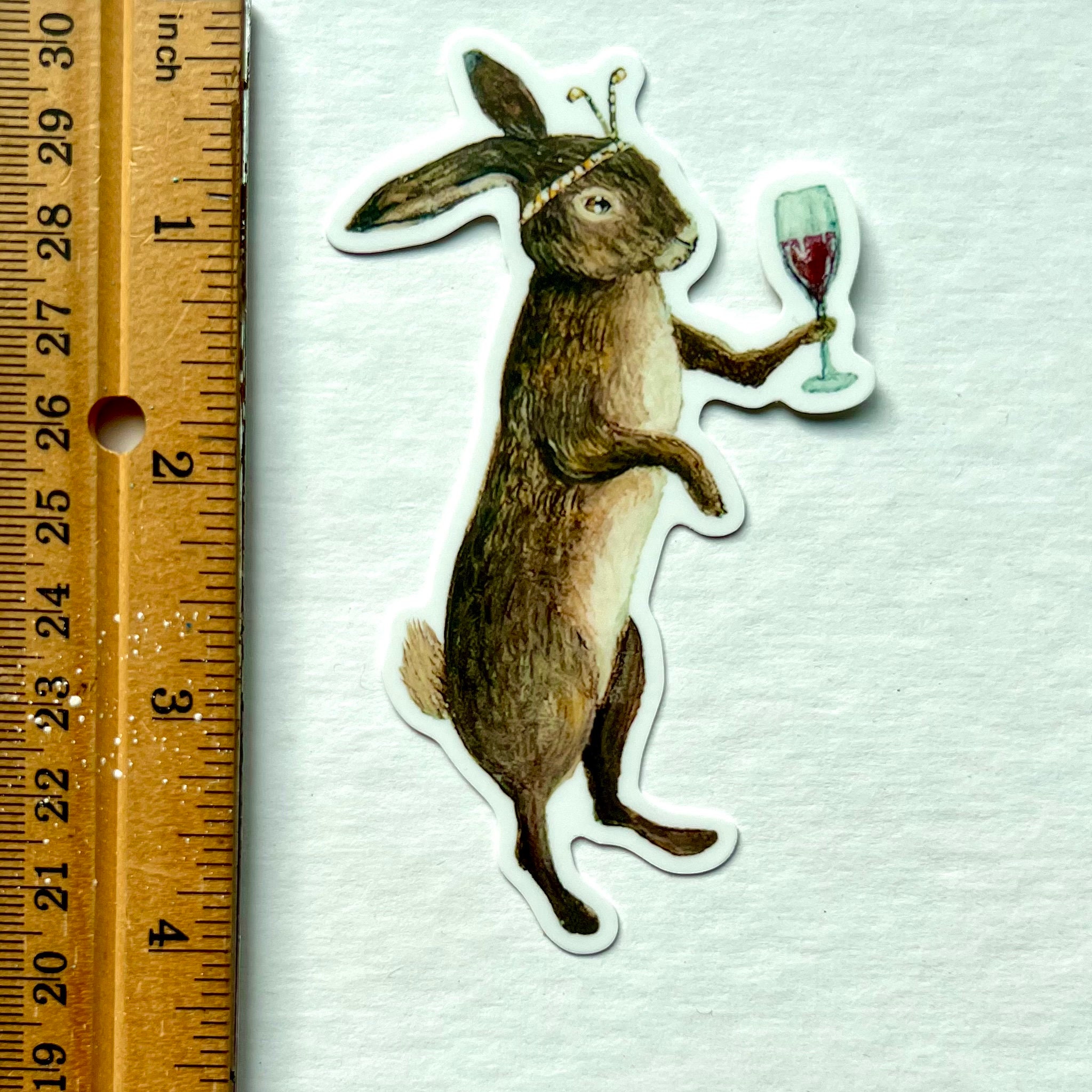 Wine Rabbit Shape Cute Bunny Sticker – Wine Drinking Rabbit – Whimsical Animal Vinyl ...