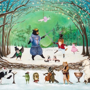 Print, Waltz of Winter, Holiday art, Christmas, The Nutcracker, nursery decor, kids room, girl boy playroom, baby gift, by Jahna Vashti