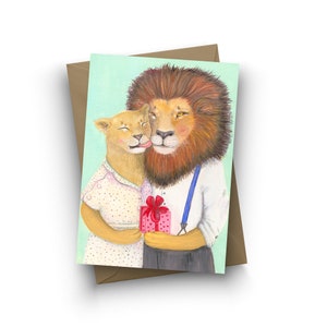 Carte unique / Ruthie & Hal / intérieur vierge / format A6 / enveloppe incluse / oeuvre de Jahna Vashti