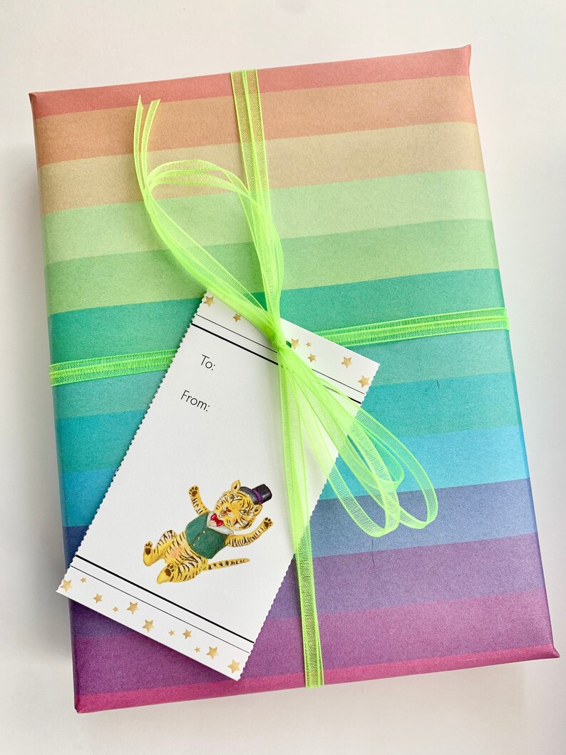 Eco Gift Wrap / 3 large sheets plus matching gift tags / Double Sided / plastic free sleeve / compostable / artwork by Jahna Vashti image 8