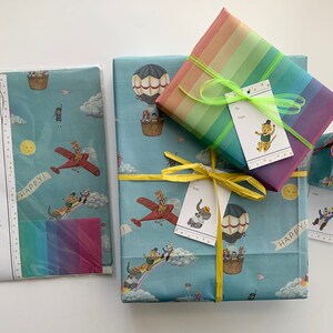 Eco Gift Wrap / 3 large sheets plus matching gift tags / Double Sided / plastic free sleeve / compostable / artwork by Jahna Vashti image 6