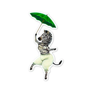 Vinylsticker dansende zebra / kunstwerk door Jahna Vashti