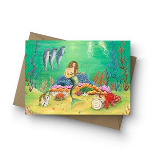Carte unique / Ocean Song / intérieur vierge / format A6 / enveloppe incluse / oeuvre de Jahna Vashti