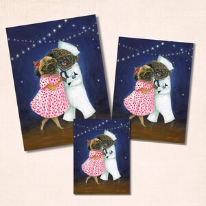 Dancing Pug Couple Art Print, Whimsical Vintage Swing Dance Illustration, by Jahna Vashti image 3