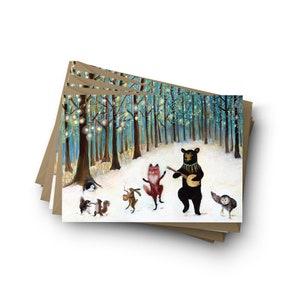 Forest Festivities Card sets, Christmas holiday cards, Solstice Cards winter woodland, hygge, winter baby shower, whimsical, by Jahna Vashti