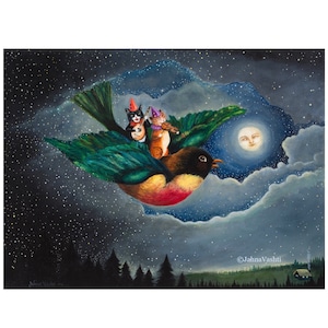 Impressão artística / Sonho de Robin / tamanhos 8 x 10, 11 x 14 polegadas ou A3 / arte de Jahna Vashti