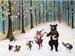 Forest Festivities Print, woodland animals, nursery wall art decor, kids room playroom, winter baby, christmas gift idea by Jahna Vashti 