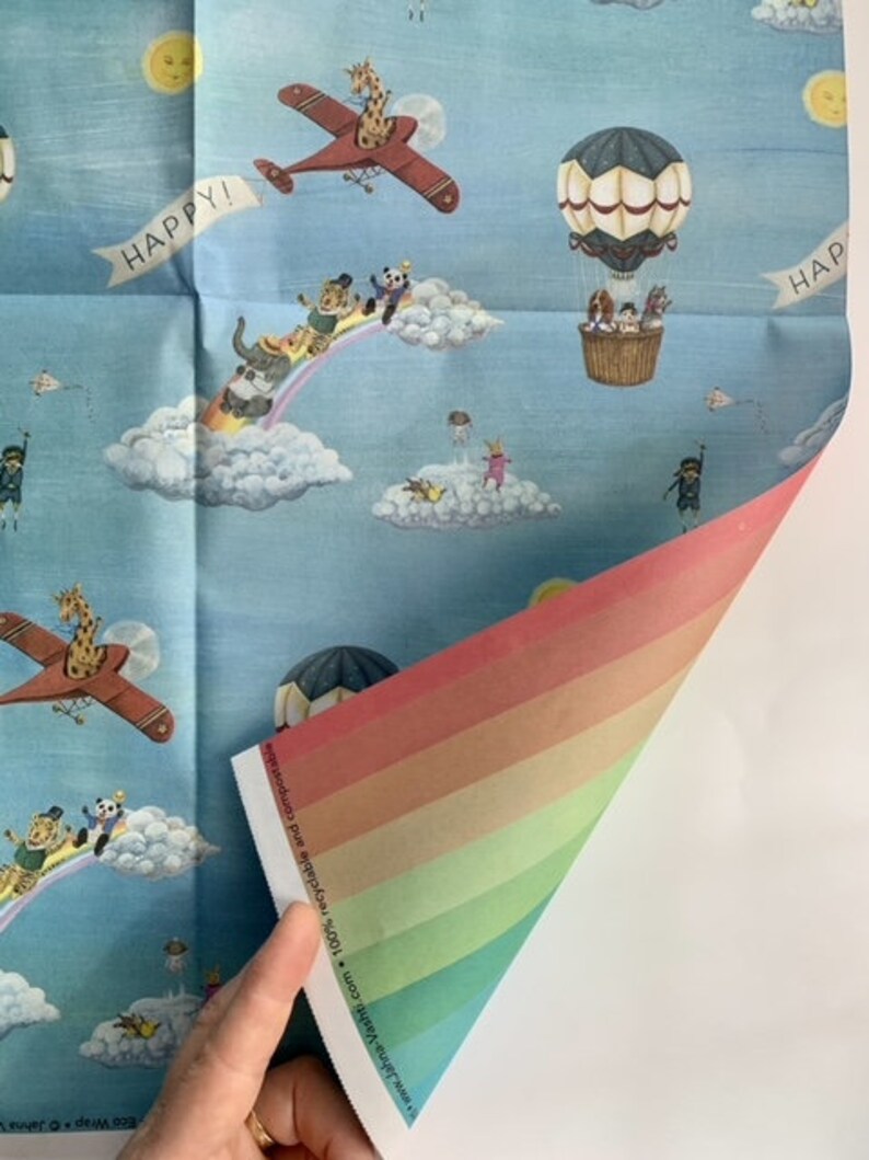 Eco Gift Wrap / 3 large sheets plus matching gift tags / Double Sided / plastic free sleeve / compostable / artwork by Jahna Vashti image 5