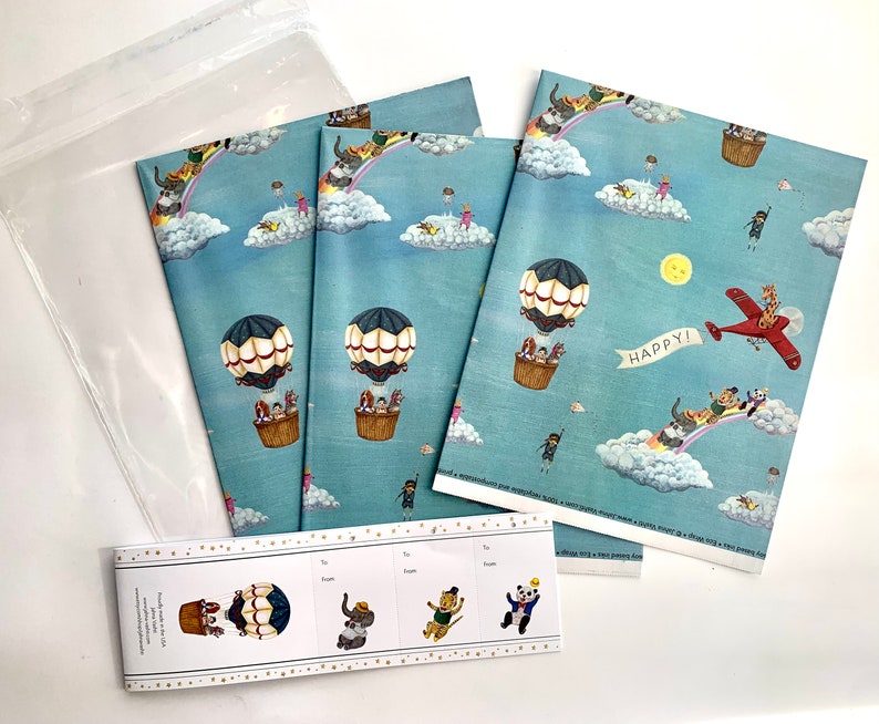 Eco Gift Wrap / 3 large sheets plus matching gift tags / Double Sided / plastic free sleeve / compostable / artwork by Jahna Vashti image 7