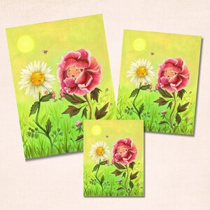 Happy Hour Flowers Art Print, Whimsical Friendship Illustration with Cocktails, by Jahna Vashti image 3
