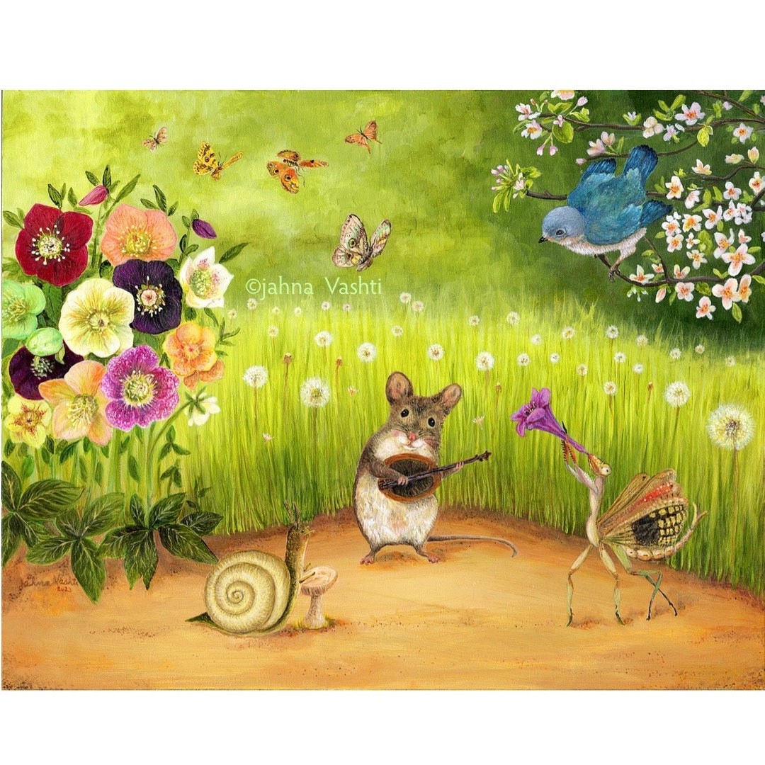 Print, Garden Gig, Mouse, Flora, Fauna, Bugs, Butterflies, Snail