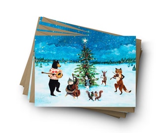 O Joyous Night Holiday Cards / Christmas Cards / Whimsical / Solstice / Cards / Woodland / Woodland / Whimsical Holiday Cards