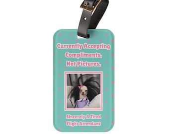 Funny Green and Pink Flight Attendant Luggage Tag | Flight Attendant, Flight Crew Gifts, Graduation Gifts, Flight Attendant Bag Tag