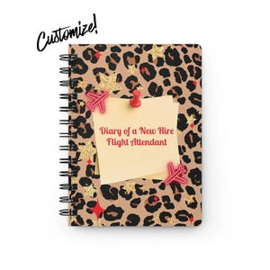 Custom Flight Attendant Spiral Bound Journal, Personalized Gift for Cabin Crew, Travel Reflections, Flight Attendant gift, Travel Journal