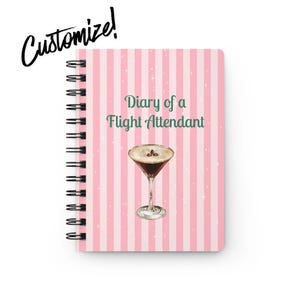 Custom Flight Attendant Spiral Bound Journal, Personalized Gift for Cabin Crew, Travel Reflections, Flight Attendant gift, Travel Journal
