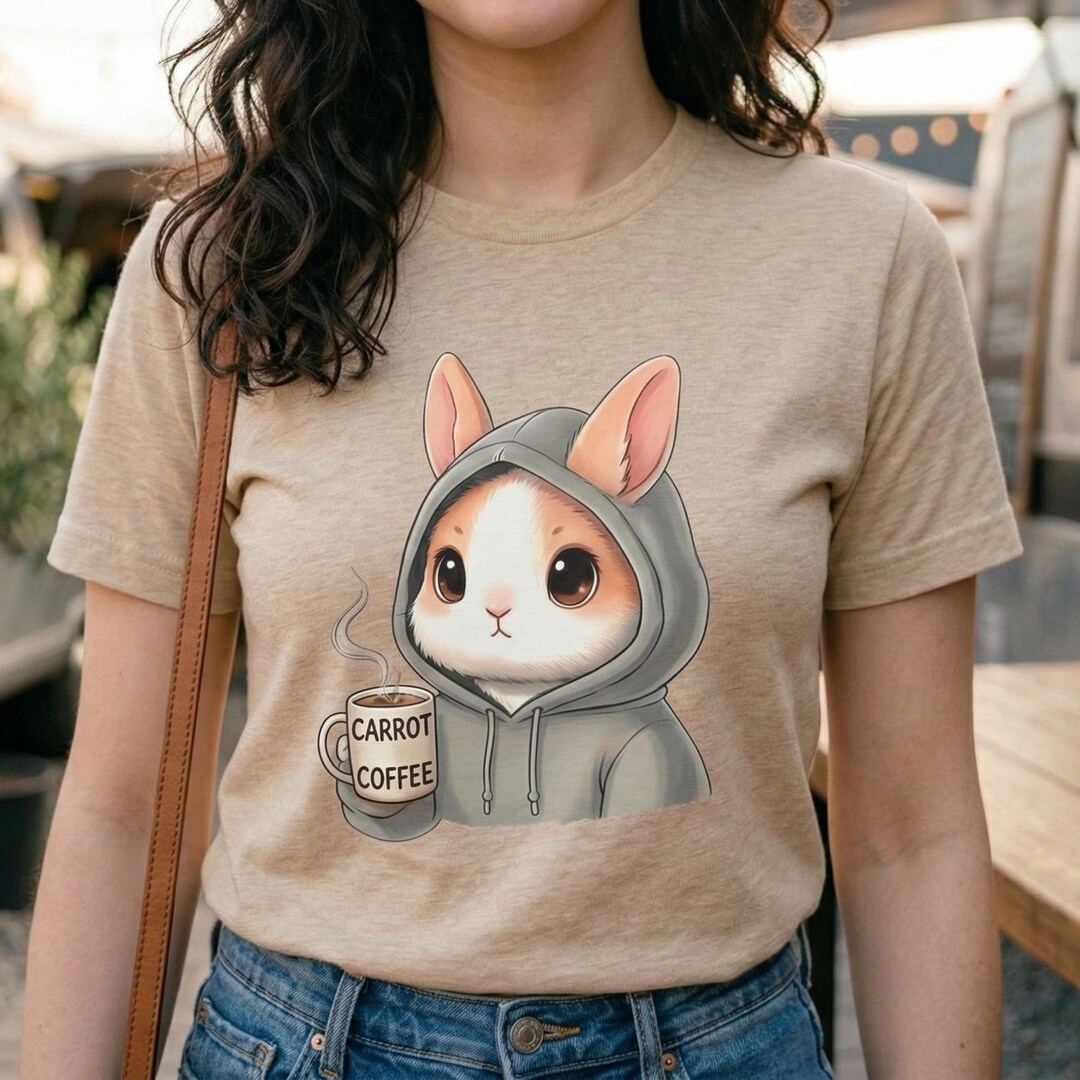 Funny Bunny Coffee Shirt, Cute Carrot Lover T-shirt, Gift for Coffee ...