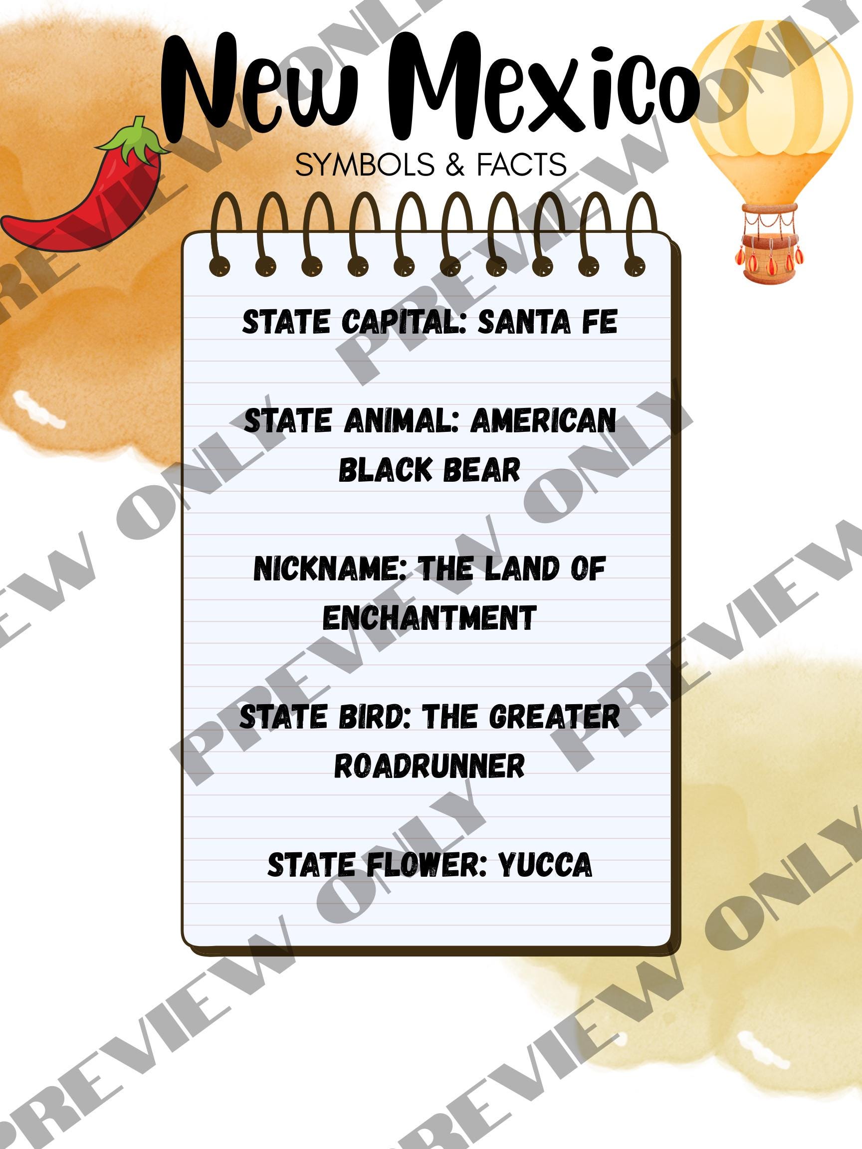 New Mexico State Word Search With Fun Facts | Printable Kids Geography ...