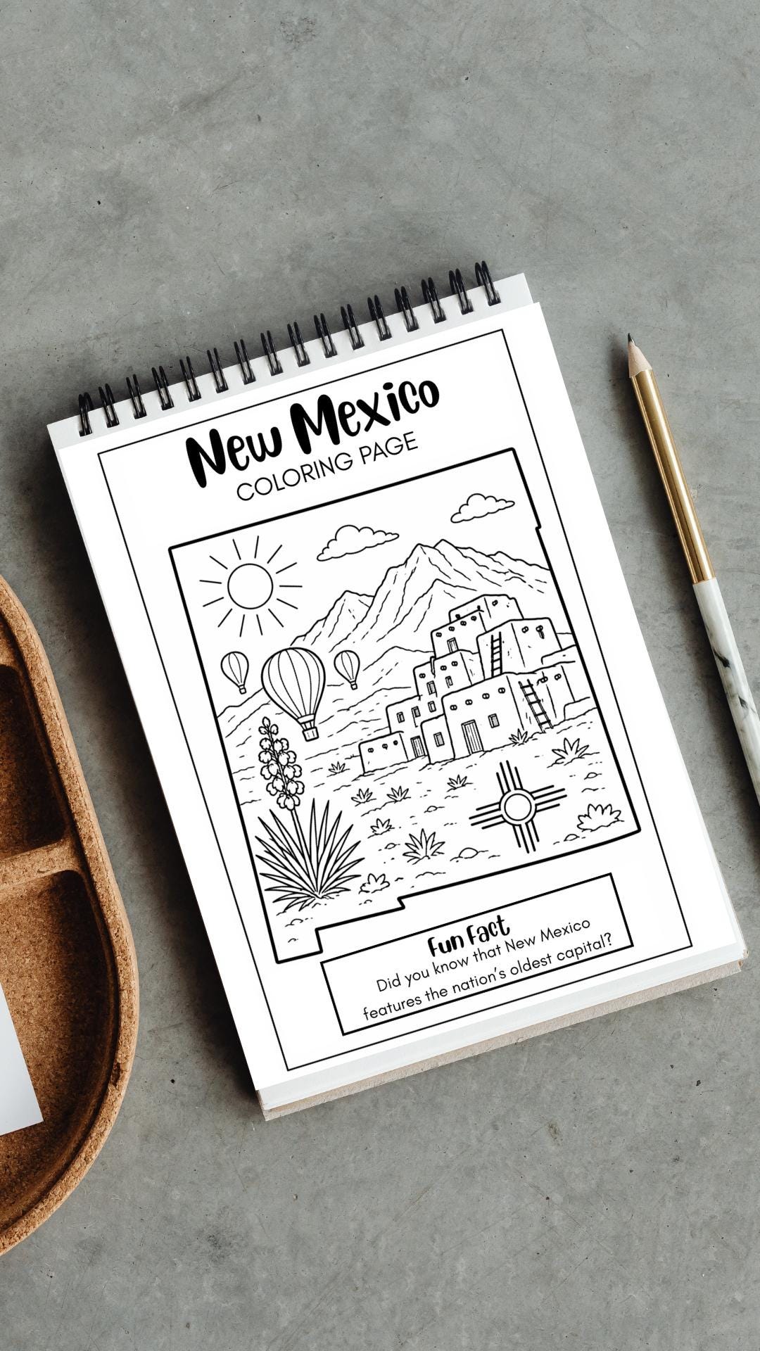 New Mexico State Coloring Page Printable | Educational Geography ...