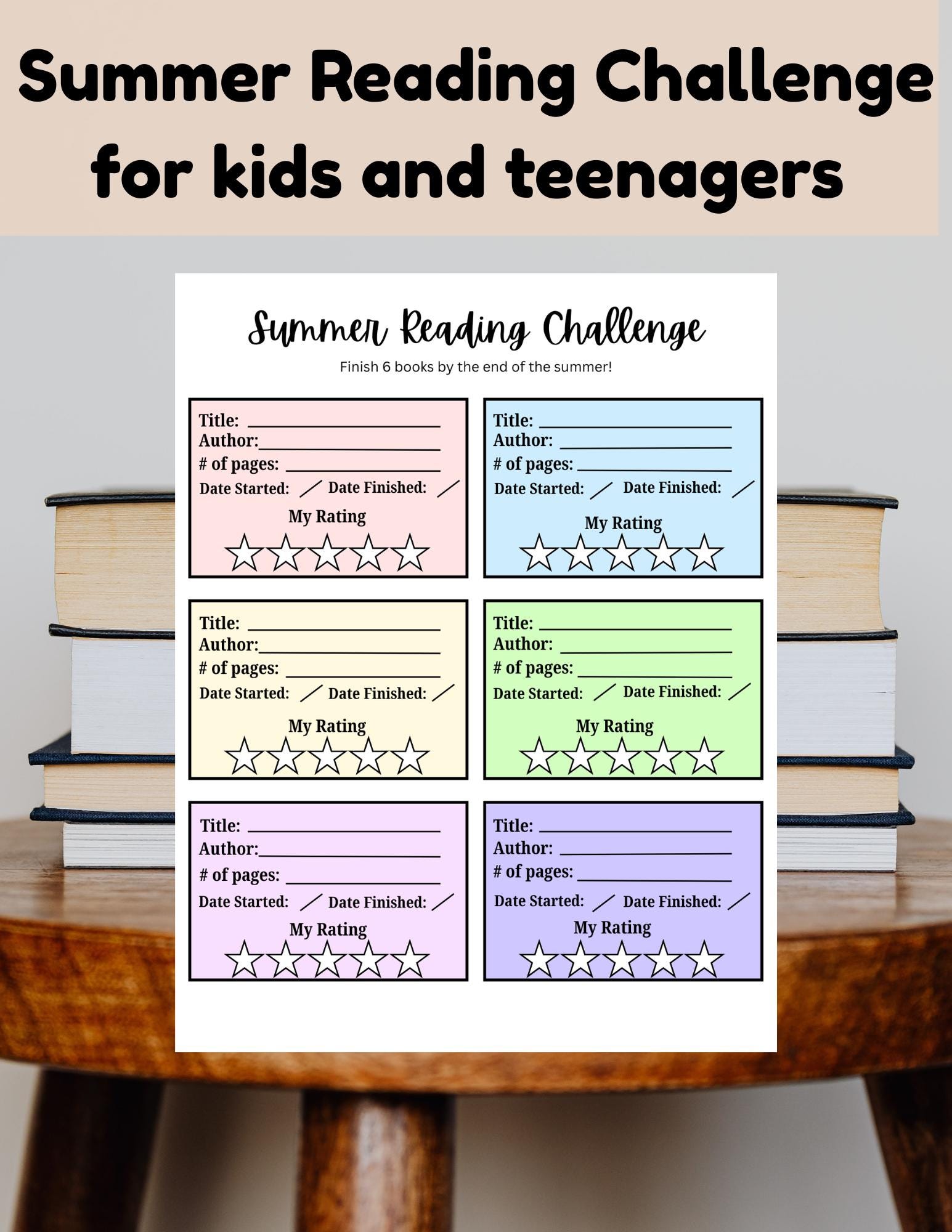 Summer Reading Challenge Log | Printable Summer Activity for Kids - Etsy