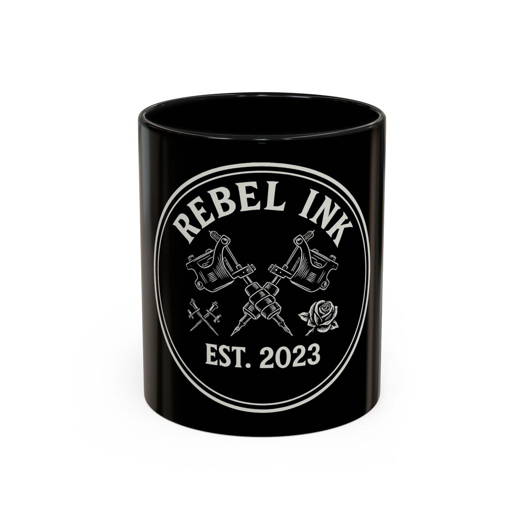 Rebel Ink Coffee Mug - Edgy Black Ceramic Cup, Tattoo Studio Decor ...