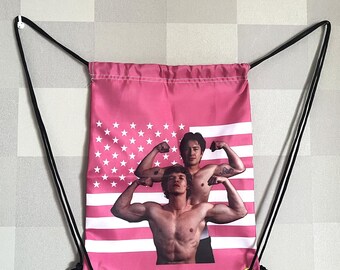 Heated Rivalry Pink Drawstring Bag – Shane & Ilya Queer Romance Novel Accessory (12'' x 18'')