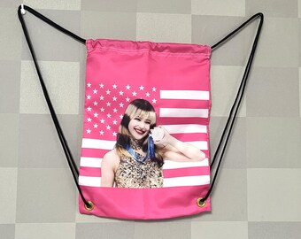 Alysa Liu Pink Flag Drawstring Backpack – Olympic Gold Medalist 2026, Team USA Figure Skating Fan Bag, Historic Comeback Collectible