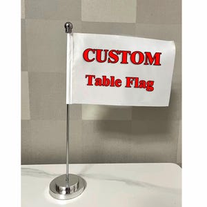 Custom 6x4 Inch Desk Flag – Gold or Silver Stand, Single/Double Sided Printing