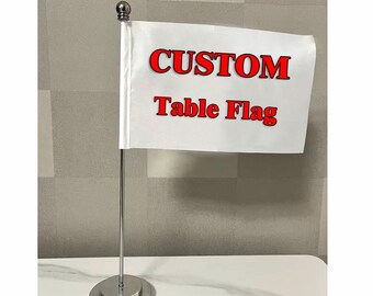 Custom 6x4 Inch Desk Flag – Gold or Silver Stand, Single/Double Sided Printing