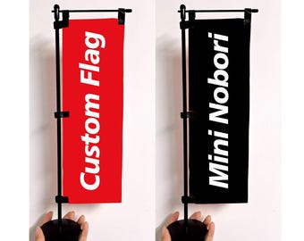 Custom Mini Nobori Flag – Japanese Style Table Banner, Vertical Desk Flag