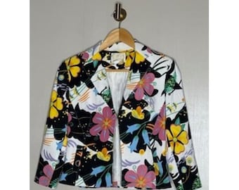 Alberto Makali Cache Floral 2-delige set jas en top maat 2/4 Zwart Roze Geel