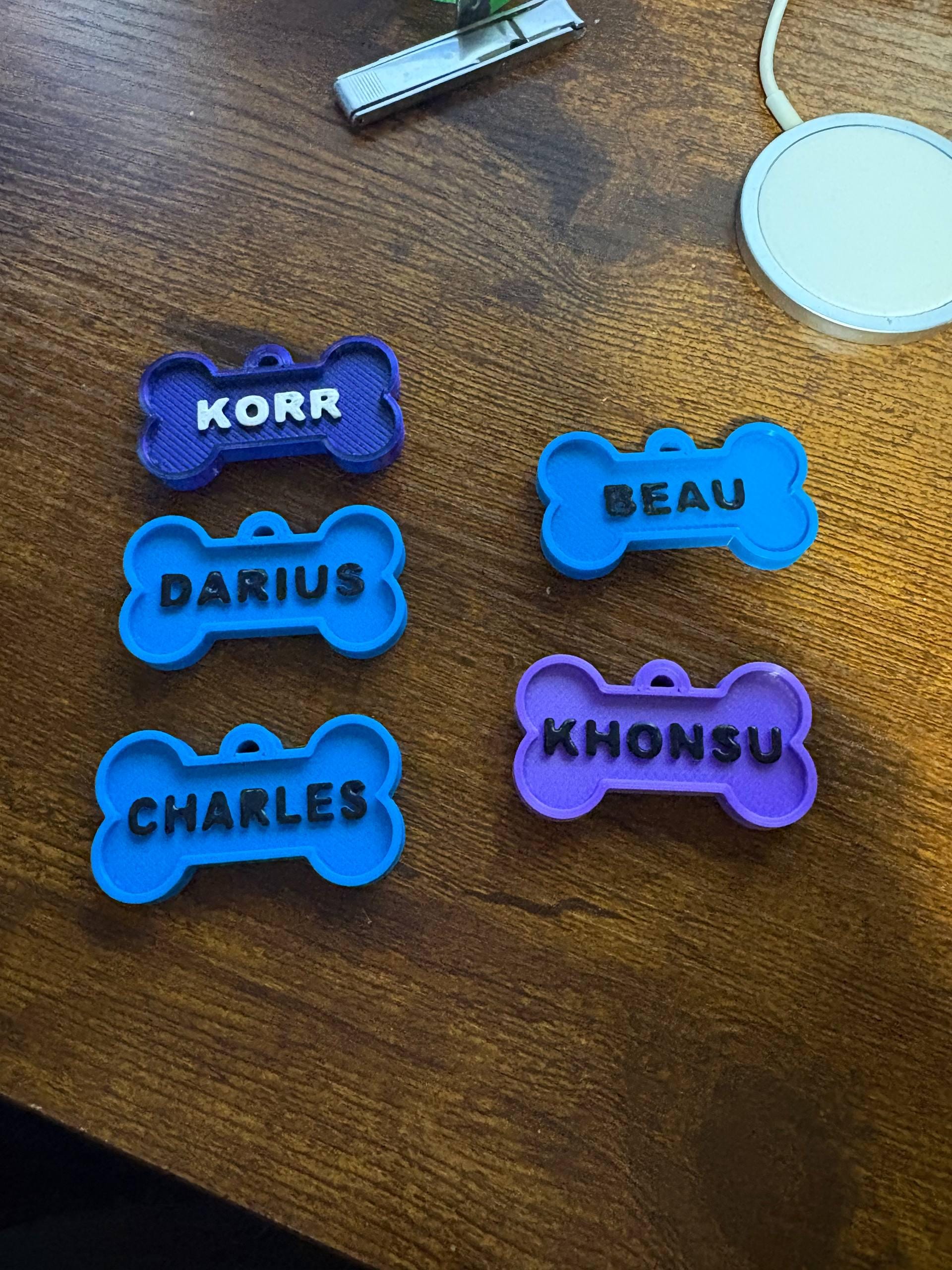 3D Printed Bone Shape Name Tag | Pet Lover Accessory | Handmade - Etsy