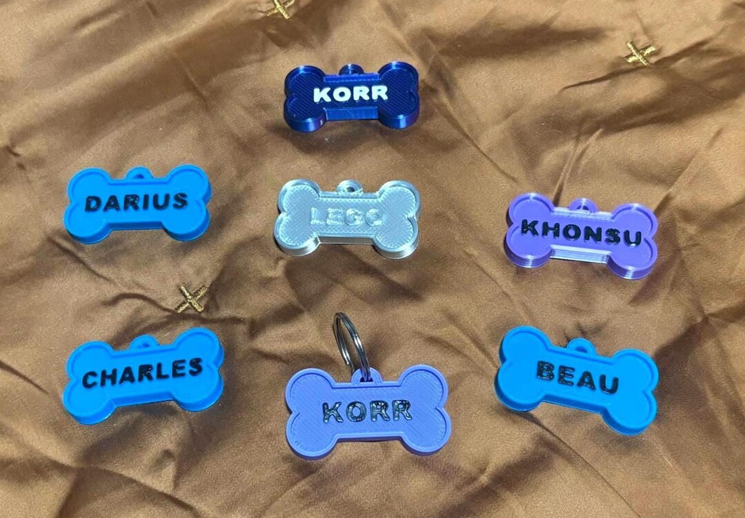 3D Printed Bone Shape Name Tag | Pet Lover Accessory | Handmade - Etsy