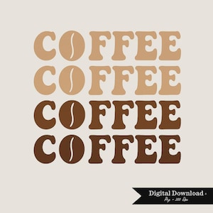 Retro Coffee Bean PNG: Vintage Java Art, Caffeine Lover Shirt Design (Digital Download)