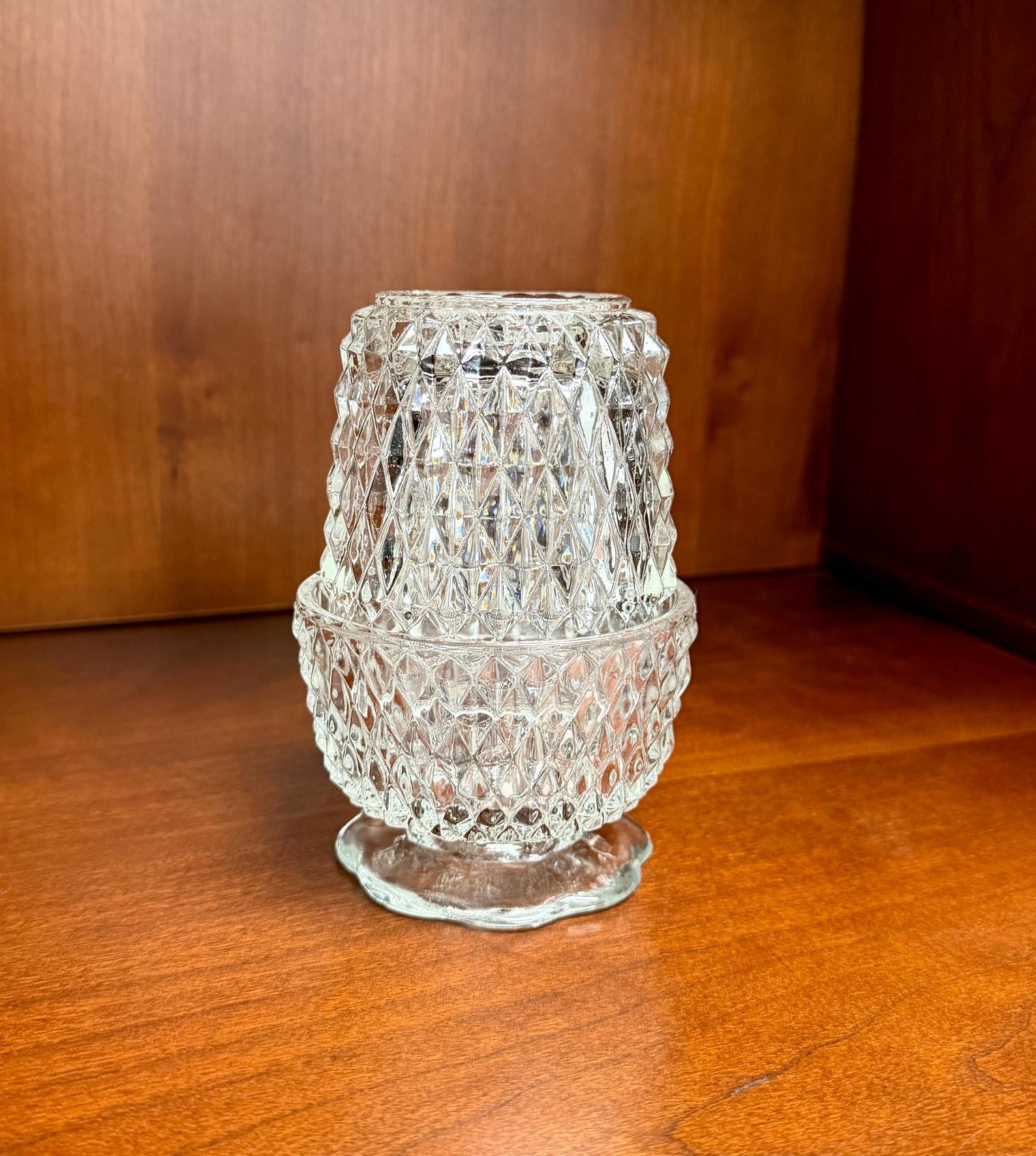 Indiana Glass Clear Diamond Point Fairy Lamp, Unused Condition