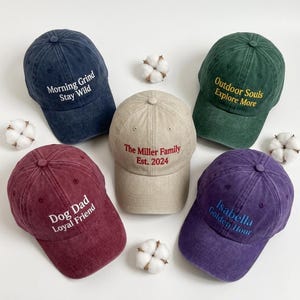 Custom Embroidered Hat | Personalized Dad Cap | Vintage Washed Baseball Cap | Monogram Hat | Bachelorette Party Favors | Groomsmen Gift