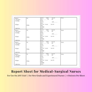 Basic Nursing Report Sheet