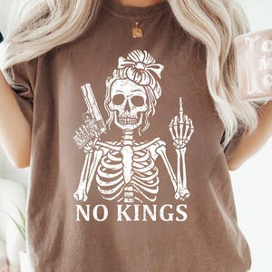 Comfort Colors® No Kings Skeleton T-Shirt, Vintage Graphic Tee, Political Shirt image 1