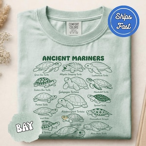 Comfort Colors® Ancient Mariners T-Shirt, Sea Turtle Chart, gift for Marine Biologist, Ocean Vibes